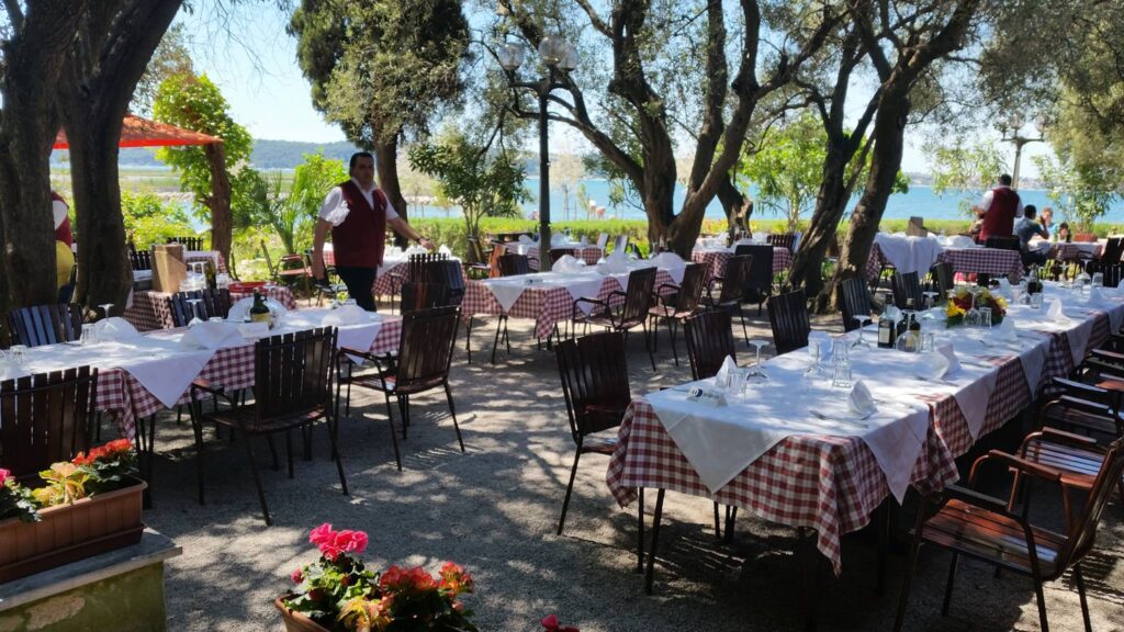 Restaurant Ribič, Seča, Portorose, Portorož - One of the most beautiful fish restaurant gardens under the olive trees.