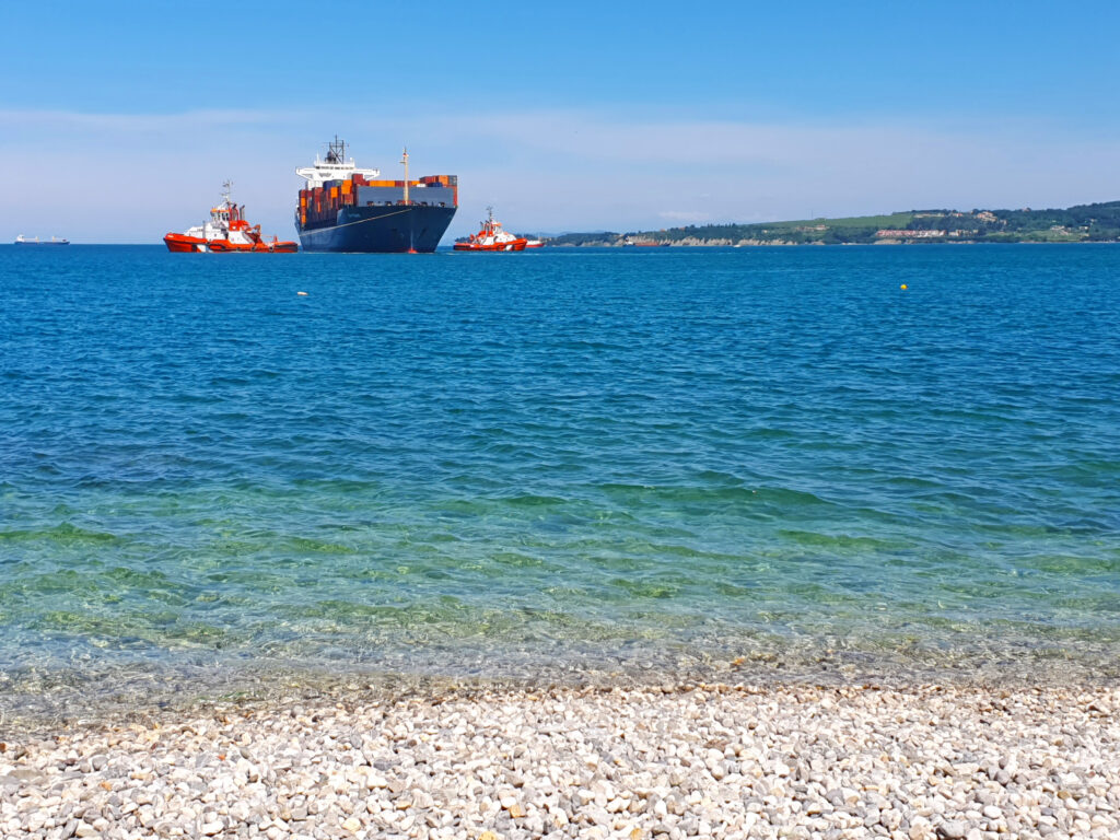Koper beaches, City Beach in Koper, the main beach in the old town of Koper