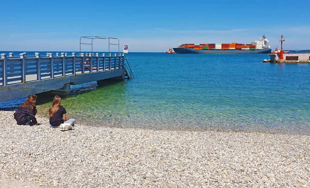 Koper beaches, City Beach in Koper, the main beach in the old town of Koper